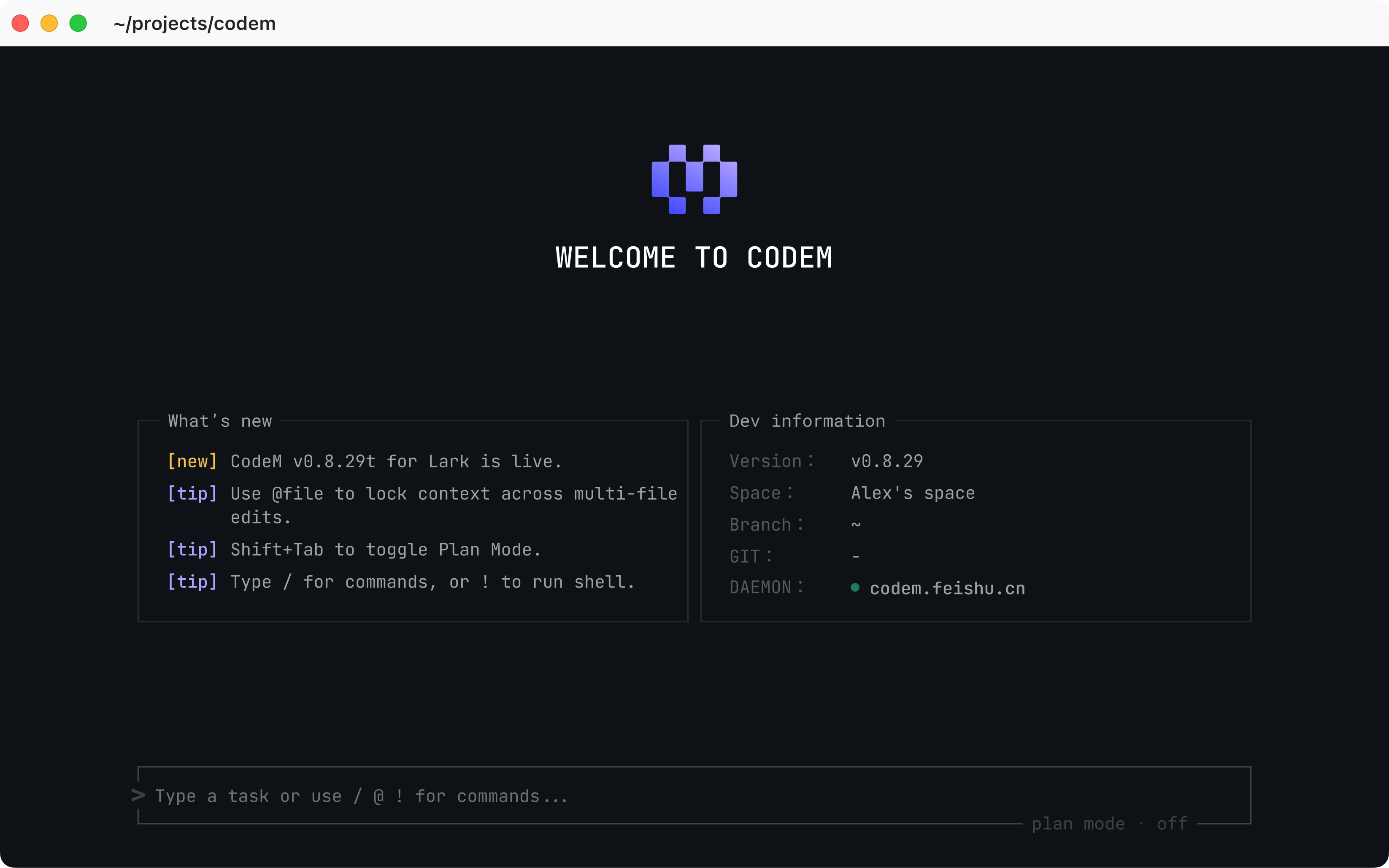 Final CodeM CLI homepage