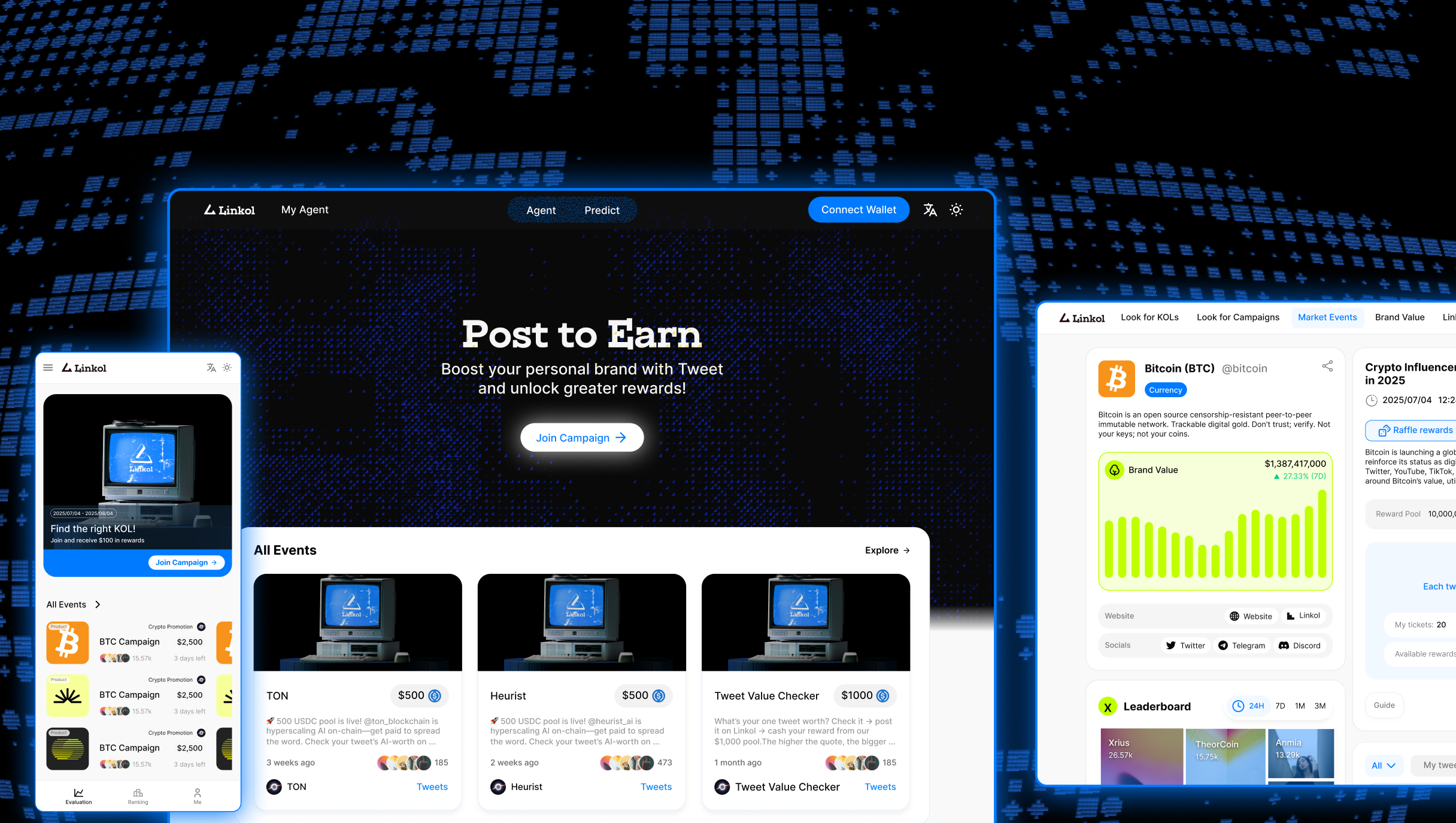 Linkol AI desktop and mobile product screens