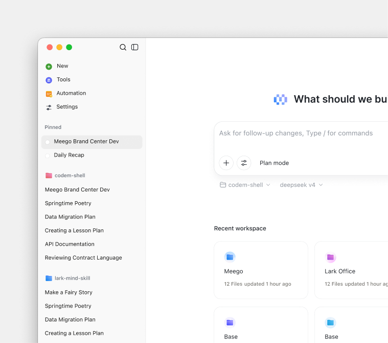 CodeM desktop workspace